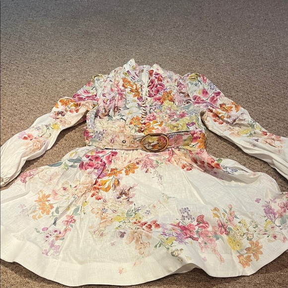 Zimmermann Natura Buttoned Mini Dress – Kaleidoscope Garden Floral – AU 1 / US 6 - Picture 5 of 9